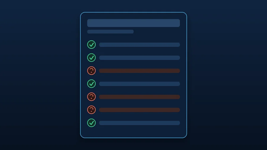 A website proposal read line by line, with clear items and items that need a question
