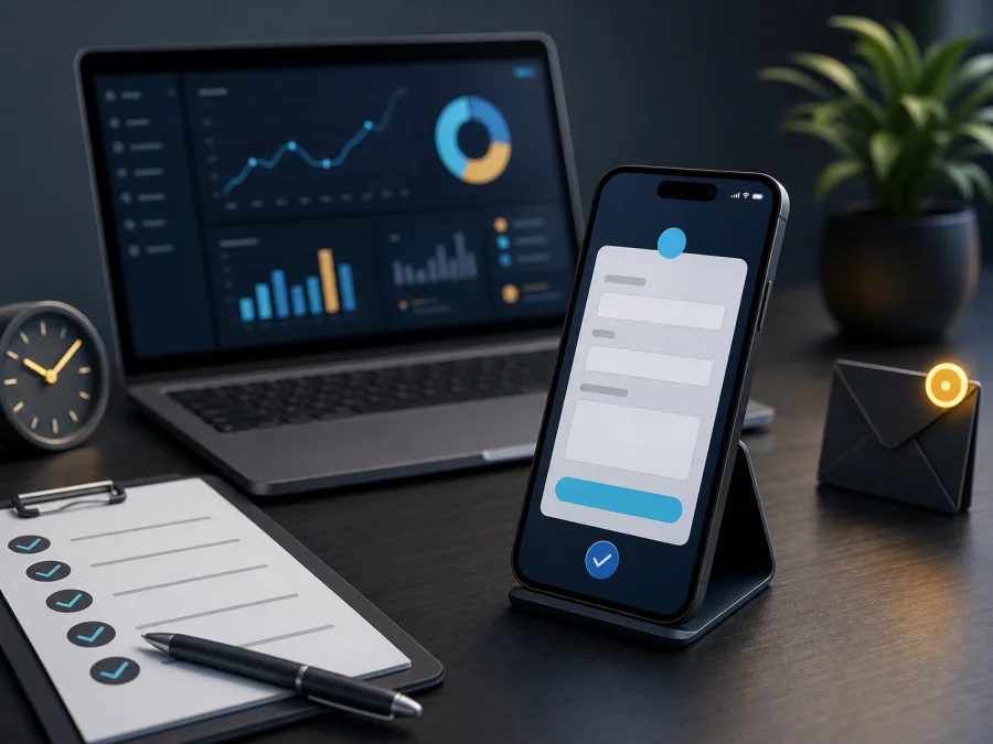 Testing a website contact form on a smartphone before starting ads