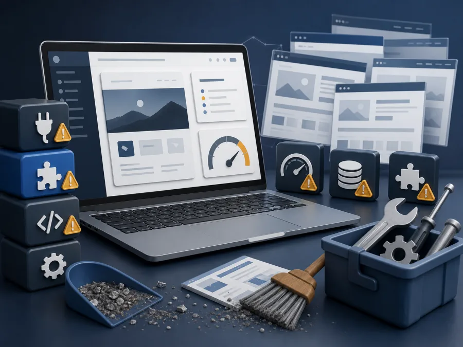 Risks of a heavy theme, extra plugins and leftover demo content in WordPress